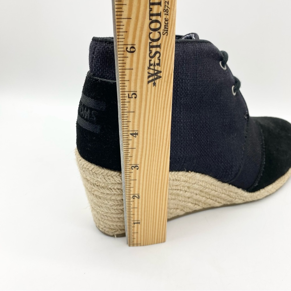 Toms-Black Fabric and Suede Espadrille lace up Wedge 8 - Picture 7 of 9